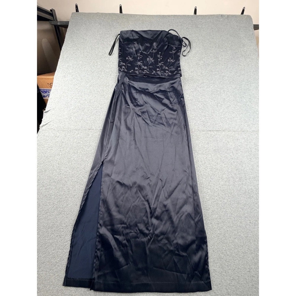 Byer Too California Womens 2 Piece Prom Dress Gown Size 9 Navy Blue Floral Y2K